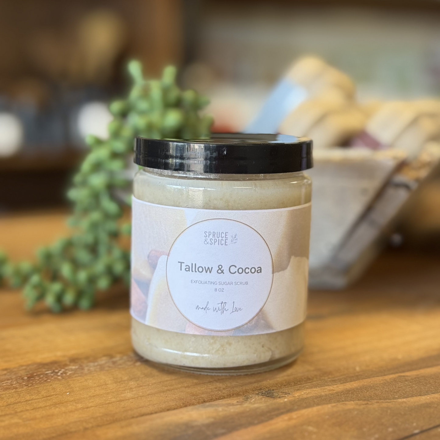 Tallow and Cocoa Butter Sugar Scrub | Tallow Scrub | Exfoliating Scrub | Luxury Scrub | Moisturizing | Smooth Skin