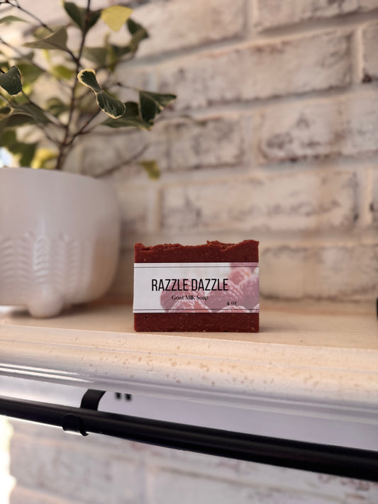 Razzle Dazzle | Phthalate and Paraben Free | Endocrine Disruptor Free | Goat Milk Soap | Goat Milk Bar | Sensitive Skin | Soap Top |  Artisan Soap | Handmade Soap |  Bath and Body |