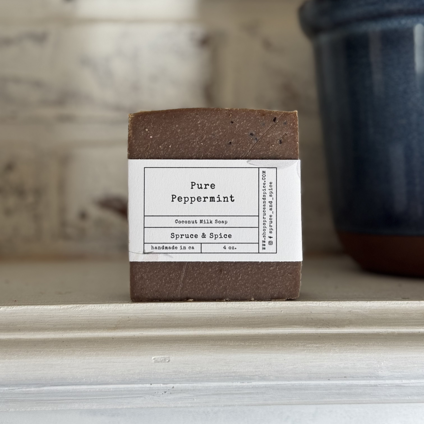 Pure Peppermint | Phthalate and Paraben Free | Endocrine Disruptor Free | Coconut Milk Soap | Coconut Milk Bar | Sensitive Skin | Soap Top |  Artisan Soap | Handmade Soap |  Bath and Body |