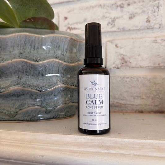 Blue Calm Acne Serum | Ozonated Olive Oil | Ozonated Jojoba Oil | Blue Tansy Acne Serum | Ozonated acne treatment | Natural Acne Remedy | Non-Toxic Acne Solution